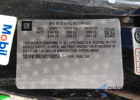 2017 Chevrolet Camaro Zl1 z USA, uszkodzony, nr VIN 1G1FK1R61H0199260